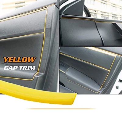 Afbeelding van MASO Auto Interieur Moulding Trim, Universele Decoratie Pinstriping Tape 5M Geel ABS 3D Strip met Tool