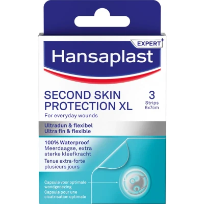 Afbeelding van Hansaplast XL Second Skin Protection Hydrocolloïde pleister 3 stuks waterproof 72+ uur fixatie