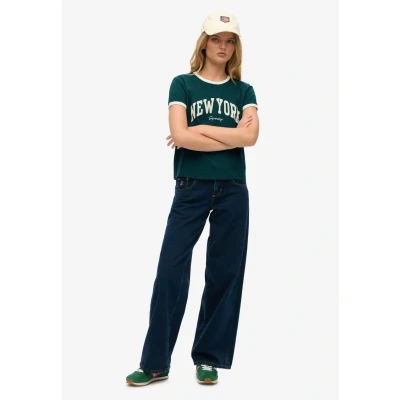 Afbeelding van Superdry Vrouwen Athletic Essential Ringer T shirt met Aansluitende Pasvorm Groen Grootte: 38