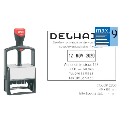 Afbeelding van Woord datumstempel Colop 2860 personaliseerbaar 49x68