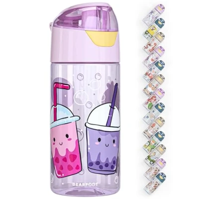 Afbeelding van drinkfles waterfles schoolbeker Bubble tea 450ml meisjes drinkbeker