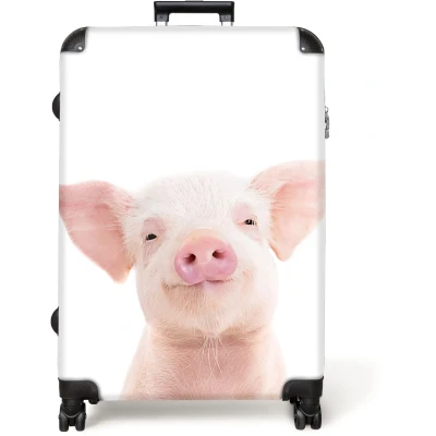 Afbeelding van NoBoringSuitcases.com® Koffer groot Reiskoffer lichtgewicht Varken Roze Dieren Natuur Rolkoffer met 4 wielen Grote trolley XL 98 liter bagage
