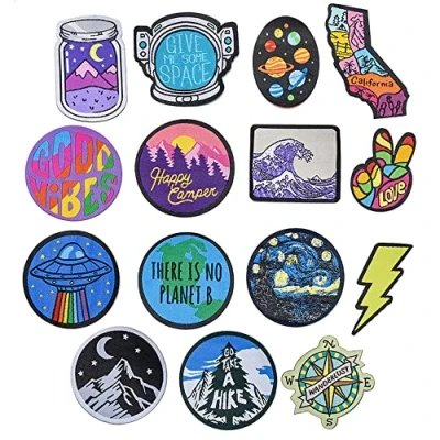 Afbeelding van 15Pcs Opstrijkbare Patches Universum Ruimte Planten Kleurrijke Applique Stickers Geborduurd Voor Kleding Diy Custom Badges