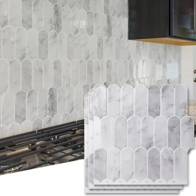Afbeelding van Art3d 10 vellen Peel and Stick Keuken Backsplash Tegel, Vinyl On Wandtegelstickers voor Badkamer Wasruimte Achterspatten, 30 x cm Grijs Marmer