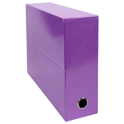 Afbeelding van Exacompta 89926E Verpakking met 5 transferdozen Iderama van gelamineerd karton, robuust en duurzaam, 24 x 32 cm, ideaal voor documenten in DIN A4 formaat, rug 90 mm, paars, stuks