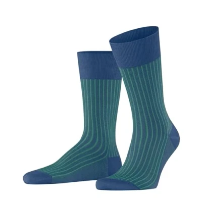 Afbeelding van FALKE Heren Sokken Oxford Stripe M So katoen gedessineerd 1 paar, Blauw Cobalt Blue 6054, 39 40
