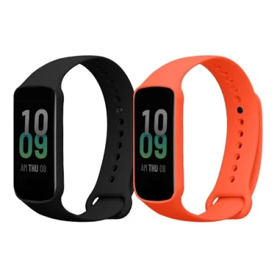 Afbeelding van kwmobile 2x horlogebandjes geschikt voor Amazfit band 7 bandje Smartwatch bandjes van TPU Activity tracker horloge in zwart / oranje