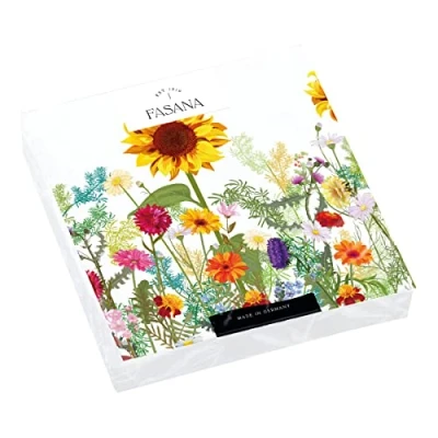 Afbeelding van 20 servetten zonnebloem in bloemenweide bloemen weide zomer herfst tafeldecoratie decoupage servettechniek 33 x cm