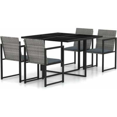 Afbeelding van vidaXL 5 delige Tuinset met kussens poly rattan grijs