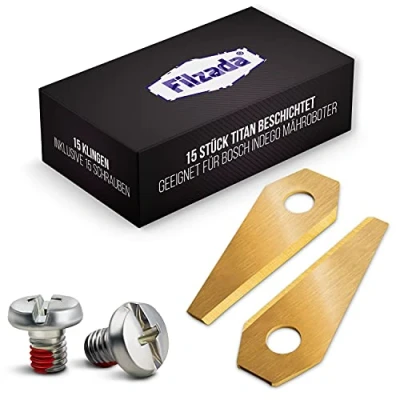 Afbeelding van Filzada® 15x titanium messen geschikt voor Bosch Indego robotmaaiers ultrascherpe vervangende inclusief 15 schroeven grasmaaiermes compatibel met alle robotmaaiers, s400, s350, s500