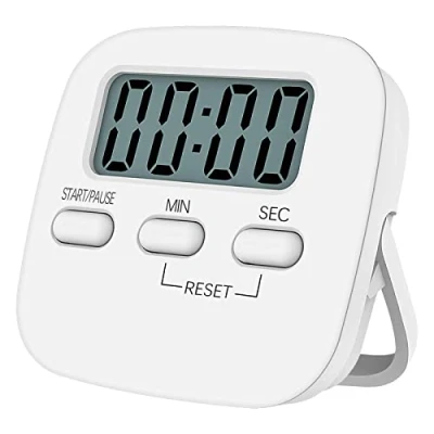 Afbeelding van Jsdoin Keuken Timer Groot Lcd scherm, NIAGUOJI Digitale Kooktimer Magnetische Stopwatch Met Luid Alarm Countdown Klok (Wit)