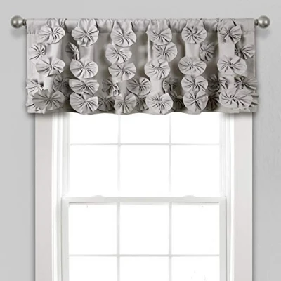 Afbeelding van Lush Decor Riley Volant, halfdoorzichtig, met ruches, gestructureerde strik, voor woonkamer, eetkamer, slaapkamer (eenpersoonsbed), 137 cm B x 45,7 L, lichtgrijs