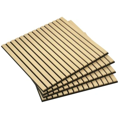 Afbeelding van HOMCOM Akustikpaneele 4 Stück 60 x cm 3D Wandpaneele, DIY Akustikplatten, Wandverkleidung für Wohnzimmer, Home Office, Studio, Eiche