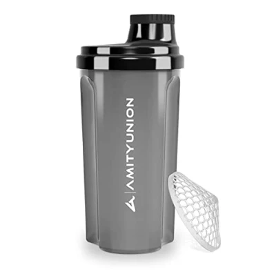 Afbeelding van Protein Shaker 700 ml &quot;Heaven&quot; lekvrij, BPA vrij met klikbare zeef en weegschaal voor romige wei shakes, gym fitness cups isolaten sportconcentraten, origineel in Zwarte rook 700ml