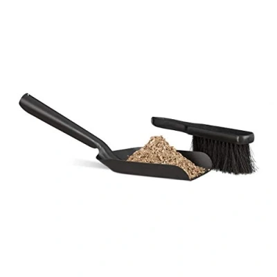 Afbeelding van Relaxdays stoffer en blik 41 cm haardschep met bezem pelletschep handveger zwart