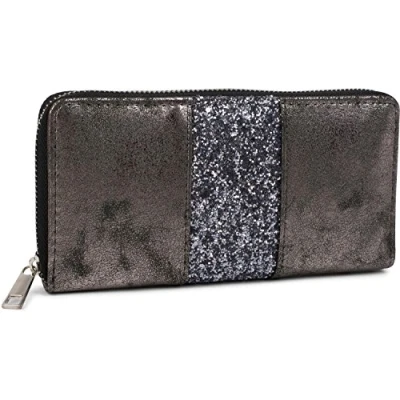 Afbeelding van styleBREAKER Portemonnee met omringende pailletten, rits, portemonnee, dames 02040056, kleur:Antiek antraciet