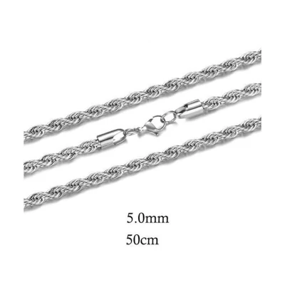 Afbeelding van Koord Ketting Zilverkleurig Chirurgisch Staal 50cm 5mm