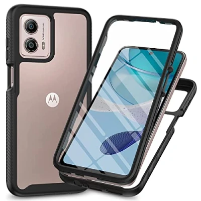 Afbeelding van XINNI Hoesje voor Motorola Moto G53 5G, 360 graden schokbestendig volledig beschermhoesje. met ingebouwde schermbeschermer en robuuste bumper buiten, zwart