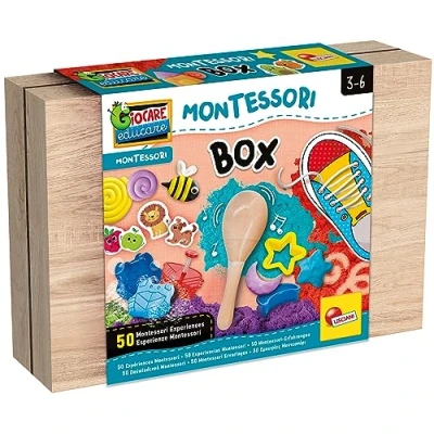 Afbeelding van LISCIANI Montessori Houten Werkdoos Educatieve Spellen 50 Activiteiten Laboratorium Sensorische Experimenten Materialen Voor Kinderen van 3 tot 6 Jaar