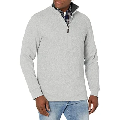 Afbeelding van Amazon Essentials Quarter Zip Franse Rib Trui Licht Grijs Heide, S