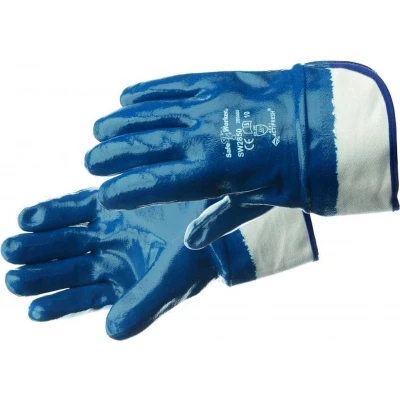Afbeelding van SafeWorker Werkhandschoen Sw 2850 Katoen/ Nitril Kap 7cm Blauw