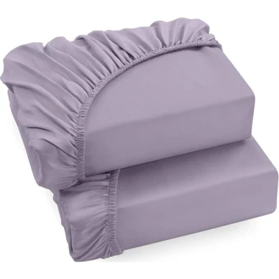 Afbeelding van Utopia Bedding Set van 2 hoeslakens 160 x 200 cm, lavendel, geborsteld microvezel hoeslaken, 35 cm diepte zak