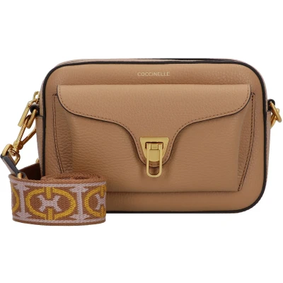 Afbeelding van COCCINELLE Leren Schoudertas Beat Soft Ribb Crossbody Bag Grained Leather Skin Lichtbruin