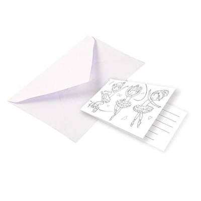 Afbeelding van Amscan Uitnodigingen Ballerina 8 X 14 Cm Papier Wit Stuks