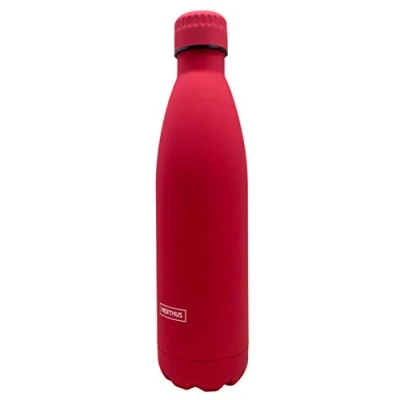 Afbeelding van Nerthus FIH 611 Dubbelwandige thermosfles voor koud en warm, rood design, 18/8 roestvrij staal, BPA vrij, luchtdicht deksel, 750 ml
