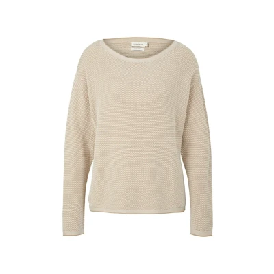 Afbeelding van TOM Tailor Structured Trui, Dames, Maat: 34, Beige bubble structure