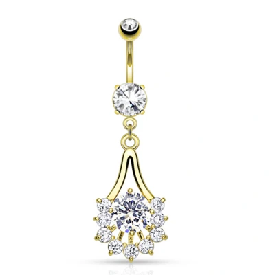Afbeelding van Navelpiercing waaier gold plated
