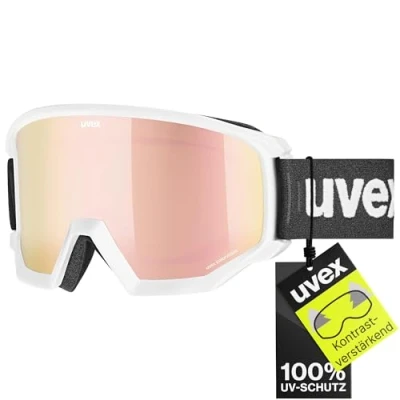 Afbeelding van uvex athletic CV skibril voor dames en heren contrastverhogend vergroot condensvrij gezichtsveld white matt/rose orange one size