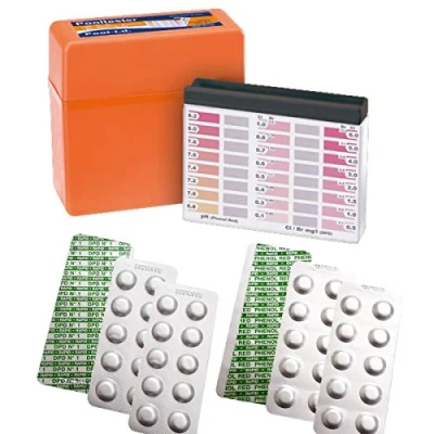 Afbeelding van harren24 Testset, inclusief 60 testtabletten (Rapid), watertester en opbergdoos, 30 x DPD1 chloor/broom + fenol rode pH waarde, zwembadwateranalyse (60 Tabletten Tester)