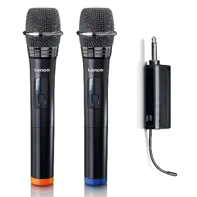 Afbeelding van Lenco MCW 020BK Set van 2 draadloze Microfoons Black