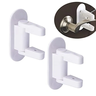 Afbeelding van Babydeurkrukslot, 2 stuks, kinderveiligheidssloten, draaibaar, kinderbeveiliging, ramen, deuren, ladebeveiliging, raambeveiliging, deurstopper, klink, voor kinderen en huisdieren (wit)