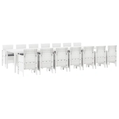 Afbeelding van vidaXL 15 delige tuinset met kussen Wit Poly Rattan