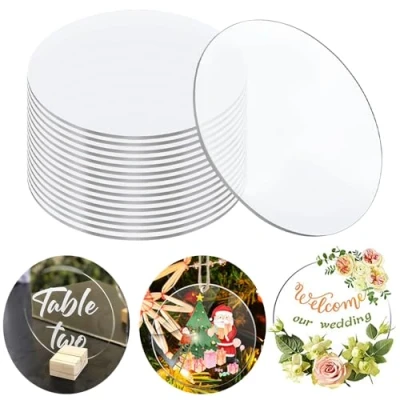 Afbeelding van RXKFIGX Gsrhzd Plexiglass rond, 10 x cm acrylvellen, transparant, 2 mm dikke acrylschijven, doe het zelf transparant acryl, voor kerstfoto&#039;s, schilderijen, handwerk, project, S