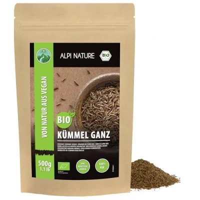 Afbeelding van biologische karwij heel, karwijzaad in raw food kwaliteit uit gecontroleerde teelt, glutenvrij, lactosevrij, laboratorium getest, vegan (500 GR)
