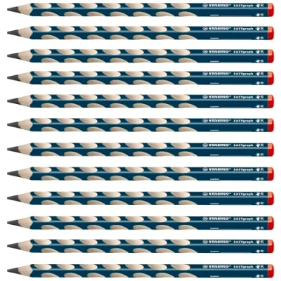 Afbeelding van Ergonomisch driekantig grafietpotlood voor rechtshandigen STABILO EASYgraph in petrol 12 stuks hardheid 2B