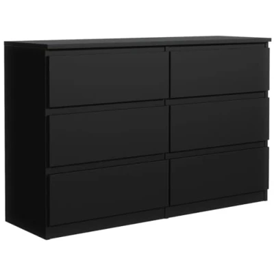 Afbeelding van MebLocker Commode met 6 laden 140 cm Ideaal voor woonkamer, slaapkamer, kinderkamer, tienerkamer en kantoor Moderne elegante oplossing stijlvolle opslag organisatie (zwart)