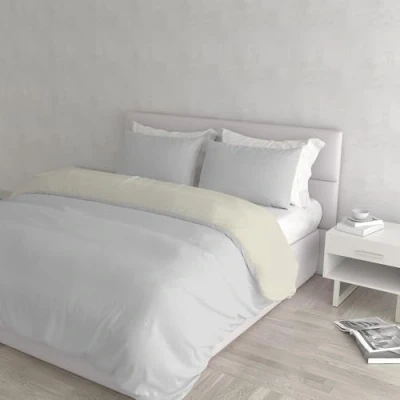 Afbeelding van Italian Bed Linen Natuurlijke Kleur Dekbedovertrek Set met Doubleface Effen Tas Sheet en Kussensloop, 100% Katoen, Lichtgrijs/Crème, dubbele