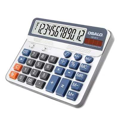 Afbeelding van OSALO OS 6815 Rekenmachine, grote 12 cijferige lcd display, op zonne energie