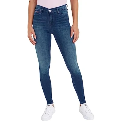 Afbeelding van Tommy Hilfiger dames Nora mid waist skinny fit jeans met medium wassing in de kleur Indigo, maat: W34/L28