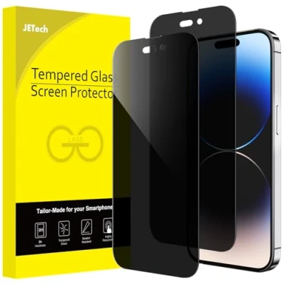 Afbeelding van JETech Privacy Full Coverage Screen Protector voor iPhone 14 Pro Max 6,7 Inch, Anti Spy Gehard Glas Film Schermbeschermer Volledige Dekking, Hoesje Vriendelijk, 2 Stuks