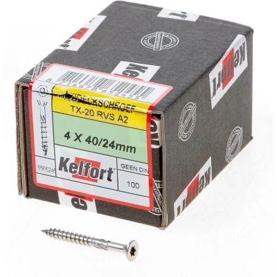 Afbeelding van Kelfort Vlonderschroef platverzonken kop RVS A2 T20 4.0 x 40/24mm