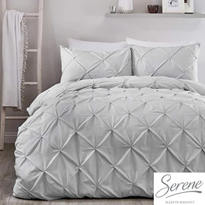 Afbeelding van Serene Lara Ruched Easy Care Dekbedovertrek Set, Zilver, King