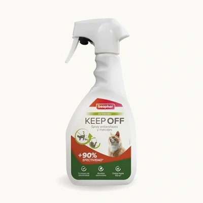 Afbeelding van Beaphar Keep Off Outdoor spray voor katten, krasbestendig en gemarkeerd, opvoeders afweermiddelen, tot 3 maanden bescherming, met etherische oliën, tuin terras, 500 ml