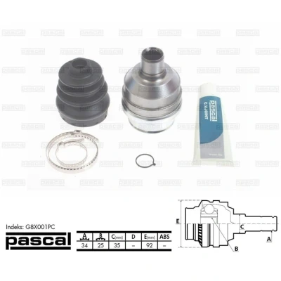 Afbeelding van Homokineet reparatie set, aandrijfas PASCAL G8X001PC