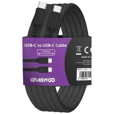 Afbeelding van Grab &#039;N Go USB C Kabel 2 Meter Zwart