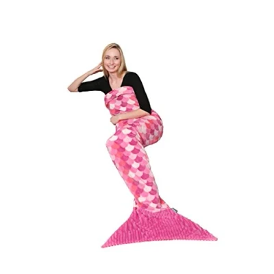 Afbeelding van Kanguru Sirena Zeemeerminstaart, zeer zacht, gezellig, donzig, warm, microfiber fleece deken, roze, een maat 100 x 200 cm